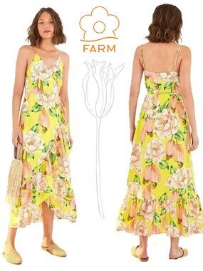 Farm Rio Floral Cashew Tassel Wrap Dress